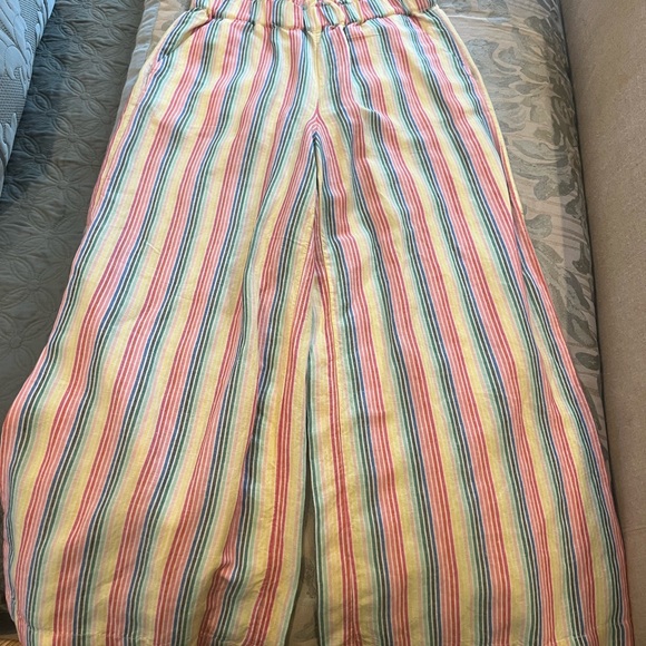 Loft Fluid Wide Leg Crop Pants in Stripe | Rainbow Stripe Pants - Picture 5 of 6